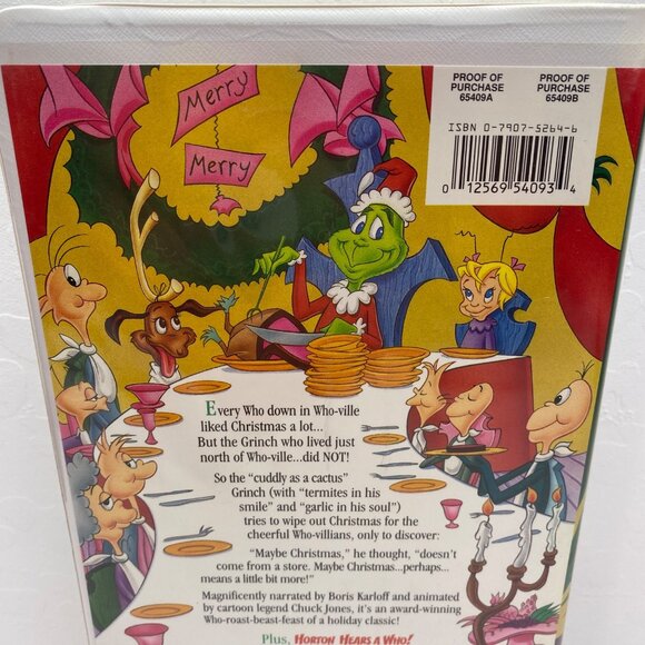 Warner Bros Dr Seuss Grinch Stole Christmas Horton Hears Who VHS Tape Clamshell - Picture 3 of 9